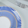 fanquare 8" Modern Dessert Plates, Blue Stripe Salad Plates Set