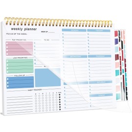 Weekly Planner Notepad, Undated Weekly To Do List Pad 52 Tear off Sheets, To Do List Notebook for Study, Work, Fitness, Includes 4 Sheets of Stickers, 22 X 28 cm