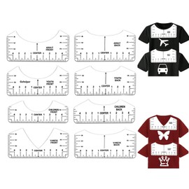 8 Piezas Guía de Regla de Camiseta para Alineación de Vinilo y Espacios en de Sublimación Suministros de Costura Artesanal Accesorios Herramientas para (Regla de cuello