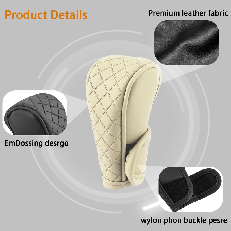 HIAHXC Car Gear Knob Cover Waterproof Leather Gear Lever Cover