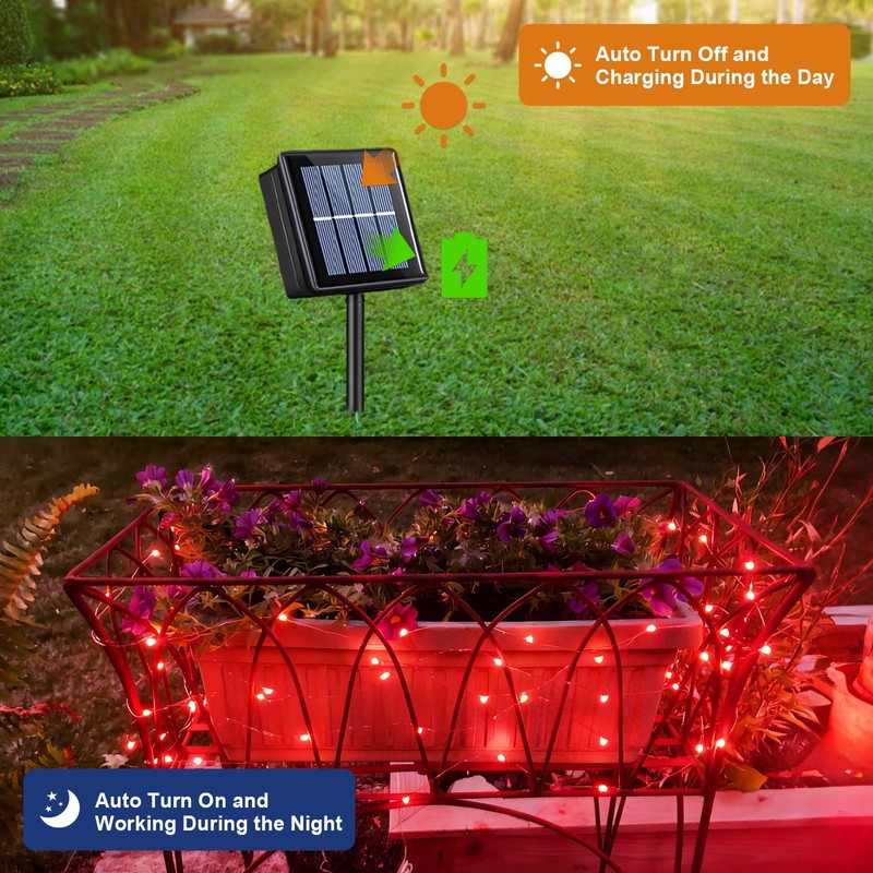 QITONG 4 Pack Solar Fairy Lights, Each 33ft 100 LED