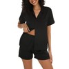 ENJOYNIGHT Women's Silk Satin Pajama Set Short Sleeve Pj Button
