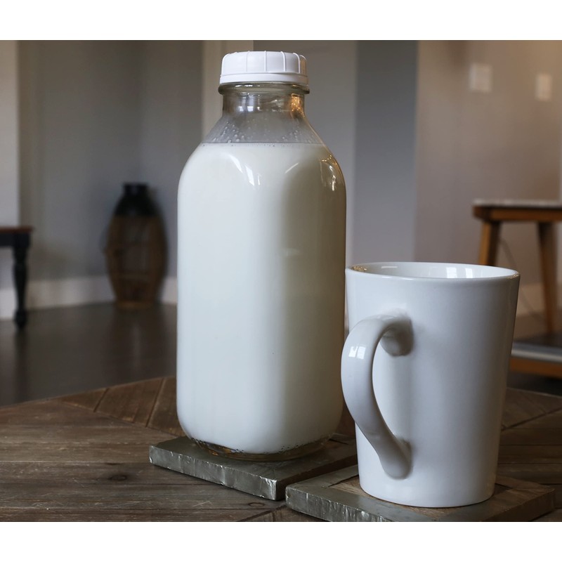 The Dairy Shoppe Heavy Glass Milk Bottle Jugs with Lids