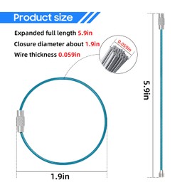 DFTOA 28 Pcs 6 Inch Keychain Accessories - Stainless Steel Wire Ring - Cable Loop Rings for Luggage Tags Loop - ID Tag Keepers - Car Keychain - Colorful