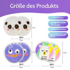 Pack of 6 Cooling Pads Children, 2 in 1 Eye Mask Cooling, Ice Pack Gel, Reusable Cooling Pack for Cold and Warm Compresses