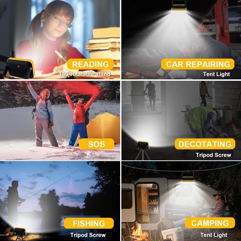 T-SUN 2PCS Rechargeable Work Light LED Battery Flood Light Outdoor