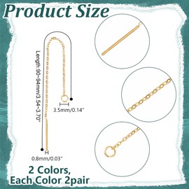HOBBIESAY 2 Color 8pcs Threader Earrings Stainless Steel Earring Thread for Women Gold Silver Chain Threaded Earrings for DIY Jewelry Making Christmas Jewelry Gift