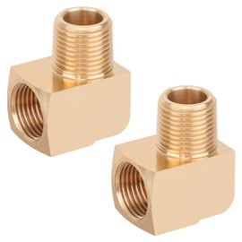 Boeray 2pcs 3/8” Brass Fittings 90 Degree Barstock Street Elbow 3/8" NPT Male Pipe to 3/8" NPT Female Pipe 3/8 NPT Elbow Forged Brass Pipe Fittings