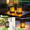 BOBKID 2 Pack Solar Lanterns Outdoor Waterproof, Flickering Flame Outdoor