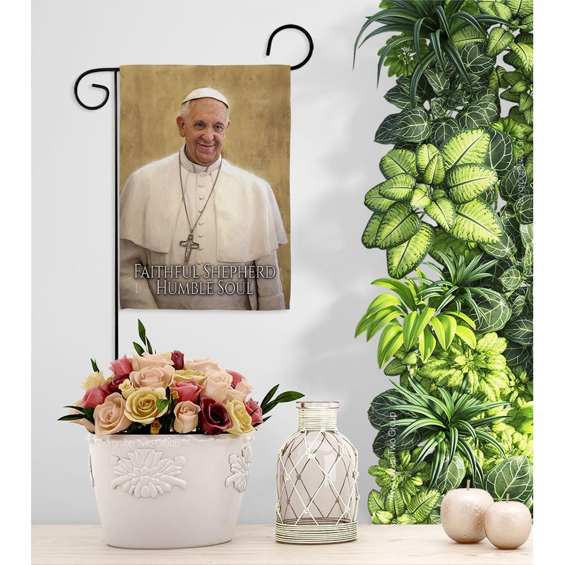 Faithful Humble Soul Pope Francis Flag Hanger Set Rod Garden