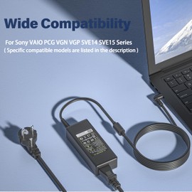 NATNO 90W Vaio 19.5V Charger for Notebook VAIO PCG VGN VGP SVE14 SVE15 Series, VGP-AC19V43 VGP-AC19V37 VGP-AC19V31/33 VGP-AC19V24 PCG-71212M PCG-71811M PCG-71811M PCG-43 7181177M 71311 M Adapter for