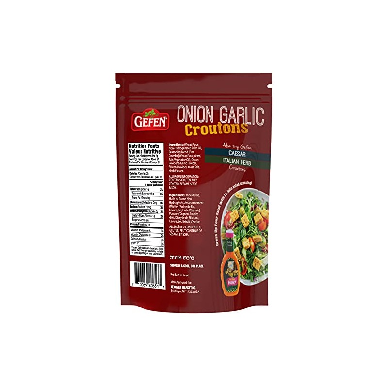 Gefen Savory Onion Garlic Caesar Croutons 5.2oz (3 Pack) |