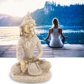 Cocoarm Handmade Meditating Seated Buddha Statue Craft for Home Decoration Ornament - Lifelike, Durable, and Perfect for Meditation (B Gold)