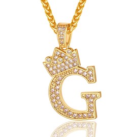 Gold Initial Necklace for Women G Necklace Gold Plated Bling Old English Letter Necklace G Chain Cool Necklace Initial Letter