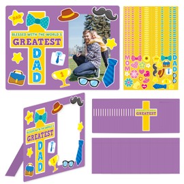BeYumi Religious Picture Frame Craft - 28Pcs Father's Day Religious Picture Frame Craft Kit for Kids DIY Cross Picture Frame Christian Sunday School Classroom Home Father's Day Gift Set Fun Activities