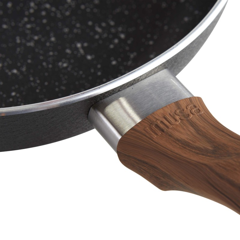 IMUSA USA Woodlook 12" Black Stone Fry Pan Handle and
