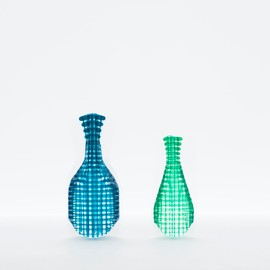 D-BROS Official FLOWER VASE Flower Base / Vinyl Vase / Regular Size Other (Green & Light Green (Large & Large), Regular Size)