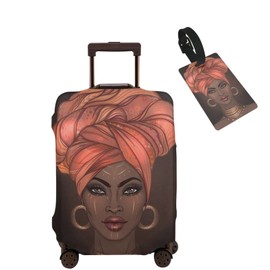 Nelife Travel Suitcase Protector African American Woman Elastic Protective Washable Luggage Cover With Concealed Zipper Suitable For 18-32 Inch -M(A Little Large)