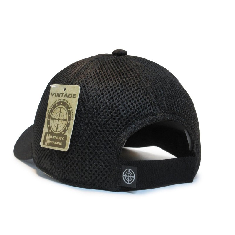 American Flag Black Hat Detachable Patch Micro Mesh Tactical Cap