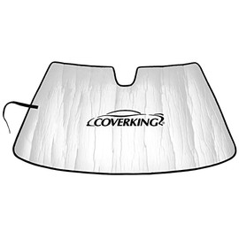Coverking Custom Fit Windshield Sunshade/Frost Shield Designed for Select Jeep Models: Reflective, Foldaway/Roll-Up with Hook and Loop Closure
