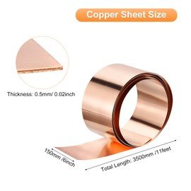 uxcell Copper Flashing 99.95% Pure, 0.5mm Thickness 24 Gauge Copper Roll, 11ft x 6in Copper Sheet Metal Flashing for Contractors DIY Projects, Multiple Size