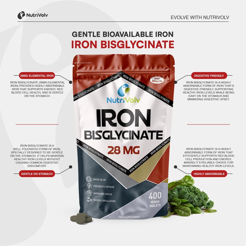 Iron Bisglycinate 28mg | 400 Tablets (6+ Months Supply) |