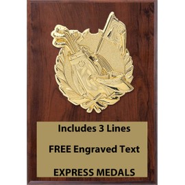 Express Medals 5x7 Cherry Color Golf Plaque with Engraved Plate
