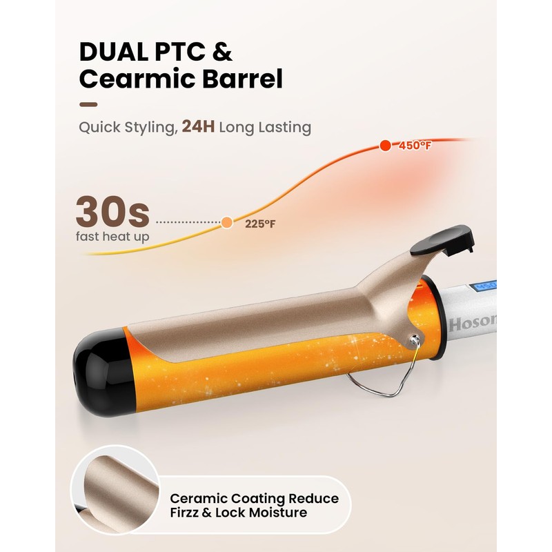 Hoson Curling Iron 2 Inch Large Barrel for Big Curls,