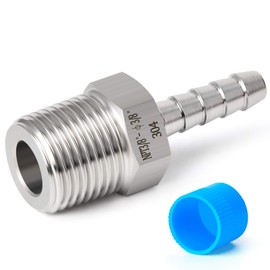 TAISHER 2PCS Forging of 304 Stainless Steel of Air Hose Fittings, Hose Barb Fittings 3/8" Barb x 3/8" MNPT Pipe Adapter with 2PCS Hose Clamp