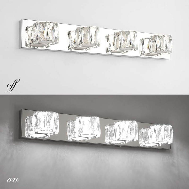 Aipsun 4 Lights Crystal Vanity Lights Over Mirror Modern Vanity