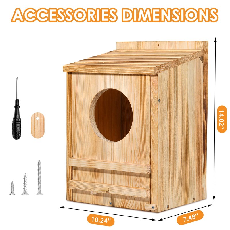Barn Owl House,Owl Nesting Box for Outside, Wooden Screech Owls