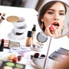 Relaxdays Makeup Organizer Round 3 Rotating Layers Cosmetic Jewelry Bamboo