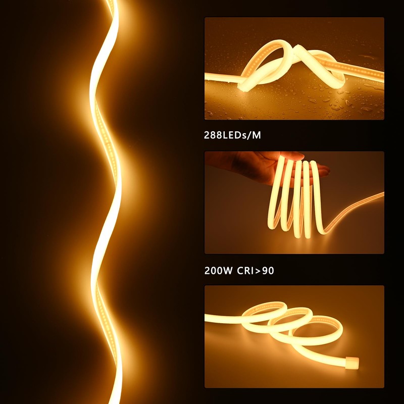 BENLUN AC 110V COB LED Strip Lights Outdoor Waterproof 65.6ft,