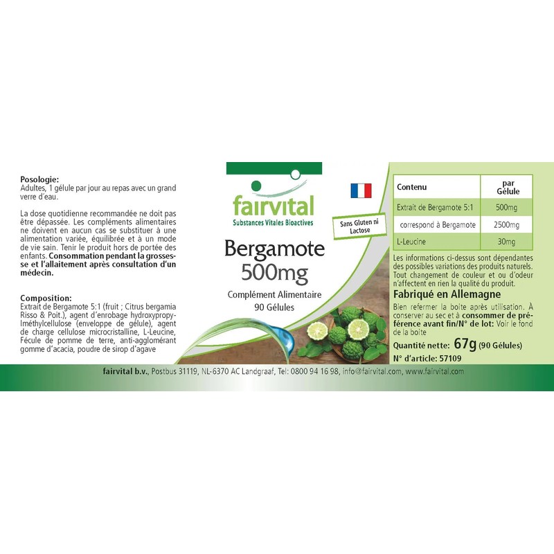 Fairvital Bergamot Extract 500 mg - 90 Capsules - 5x
