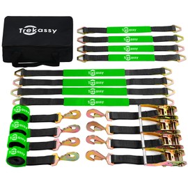 Trekassy Car Tie Down Straps for Trailers with Snap Hooks (4PK), 2" x 96" Ratchet Car Hauler Straps, 10,000lbs Break Strength (Black)