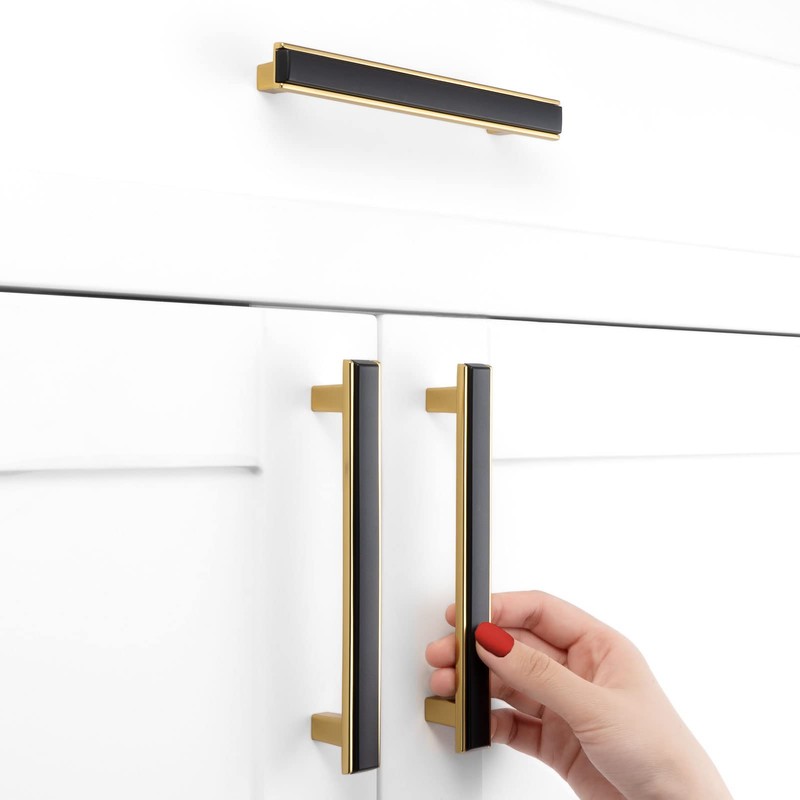BEROSSA Black and Gold Cabinet Pulls Matte Black and Gold