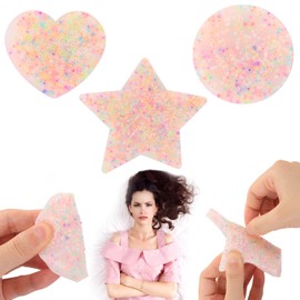 LALASTYLE 3PCS Skin Picking Fidget Toys,Pink Picking Fidget,Round & Heart & Star Shape Picky Pad,Stress & Anxiety Relief Fidget Pad