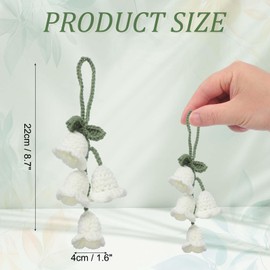 uxcell Crochet Car Hanging Accessory, Handmade Ornament with 4 Cute Little Tulip Flowers for Car Decor Bag Keychain, White