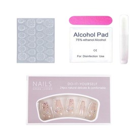 AIXXCUVQ Butterfly Knots And Pearls Transforming Nail Tips Into Charms Full Of Charm ABS Mid To Long Trapezoidal Nail Art