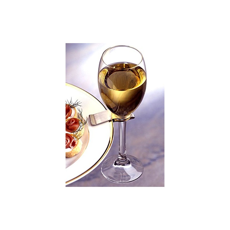 Prodyne Brushed Stainless Steel Stemware Plate Clip, Set of 6
