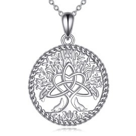 VONALA Tree of life Necklace Celtic Knot Tree of life Necklace Sterling Silver 14K White Gold Plated for Women Men
