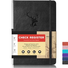 Molekaus Accounting Ledger Book Check Registers for Personal Checkbook Register for Personal or Business, Large Size Hardcover Registers Log to Track Payments, Deposits & Finances Transaction Black