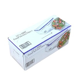 Fit Meal Prep Plastic Food Film Seal Wrap in Cutter Dispenser, Stretch Tight, Food Service Grade, 12" x 2000' Square Feet Roll