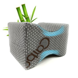 Sacred Thread Memory Foam Knee Pillow for Side Sleepers with Rayon Derived from Bamboo Cover, 9”x7”x6” Leg Pillow for Side Sleeping Support, Knee Wedge Pillow for Body Pain,