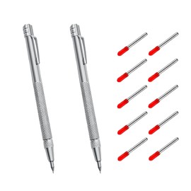 GisWell Pack of 12 Tungsten Carbide Pens, Scribing Needles Carbide with Magnet, Scribing Needle, Metal Ballpoint Pen, with 10 Replacement Red Hat Marker Tips, for Wood, Ceramics