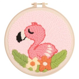 Punch Needle Kit, Cute Cartoon Flamingo Embroidery, Embroidery Starter Kit for Beginners, Mother's Day, Children's Day, Birthday Gifts & Decorations, 7.87x7.87inch