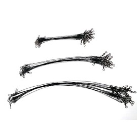 RONCHEN 60Pcs Fishing Leaders,Nylon-Coated Line Wire Leaders with Swivels and Snaps Connect Lures Rig or Hooks, for Saltwater Freshwater,3Size 5.9inch9.8inch11.8inch, Black, BLACK