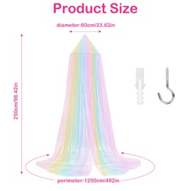 Diealles Shine Bed Canopy Girls, Rainbow Canopy Children's Room, Hanging Mosquito Net Bed, Fly Net, Mosquito Nets for Travel and Home, Indoor, Outdoor