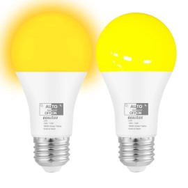 Qualilux Dusk To Dawn Bug Light Bulbs Outdoor, 1900K Amber Yellow, 800