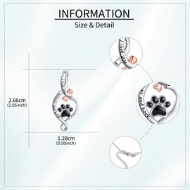 HKPATOP Infinite Dog Cat Paw Pendant Necklace 925 Sterling Silver - Paw Print Memorial Jewelry Gifts For Pet Owner Women